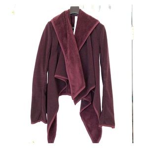Maroon lululemon asymmetrical fleece wrap sweater